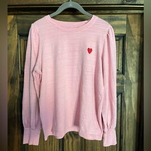 LOFT SHIRT SWEATSHIRT WOMEN MEDIUM PINK PUFFY SHOULDERS LIKE NEW